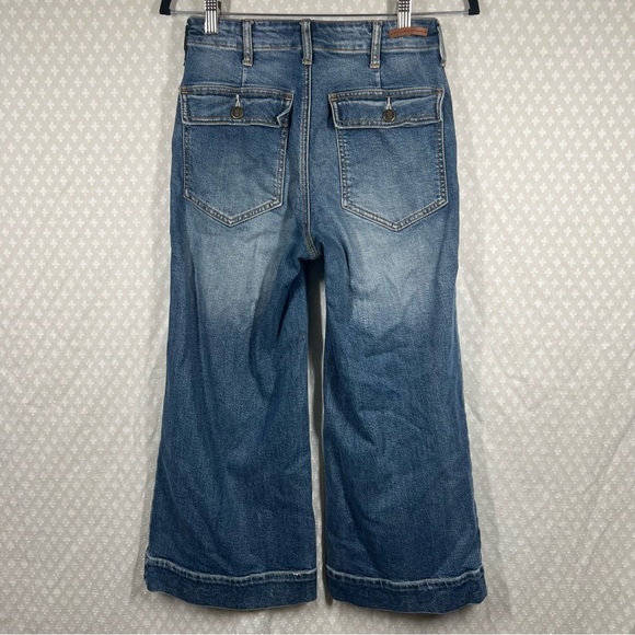 Anthropologie Pilcro Dark Wash High Rise Crop Wide Leg Jeans - Picture 5 of 6